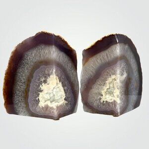 Crystal Bookends, Agate, Geode Center, Natural Home, Crystal Lover, 3+ lbs. (DH)